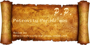 Petrovity Perjámos névjegykártya